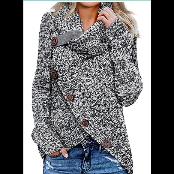 Asvivid Sweaters - Asvivid Turtle Cowl Neck Wrap Pullover Sweater M